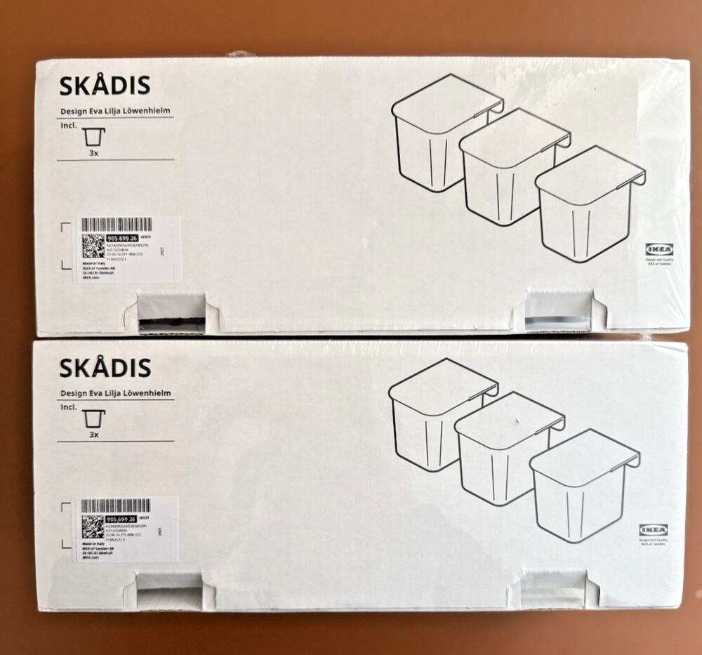 IKEA SKÅDIS 6 Pack Storage Container w/Lid Transparent Black – NEW